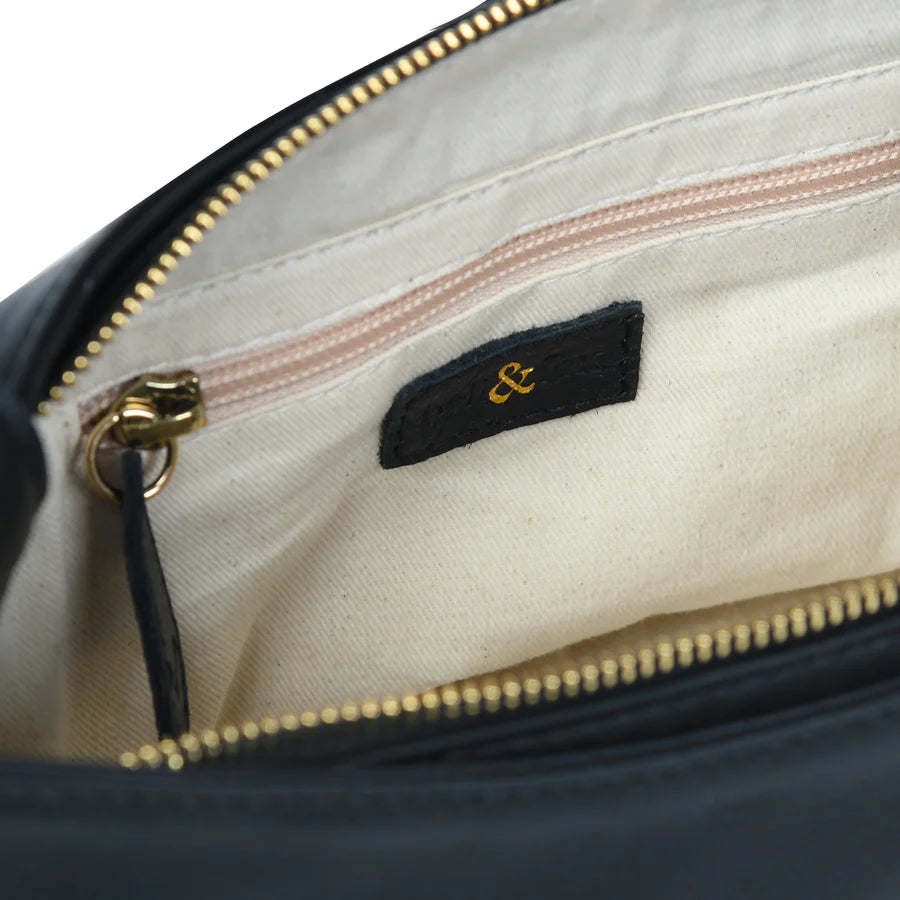 Bell & Fox Anisha Bow Detail Crossbody Bag in Black Leather