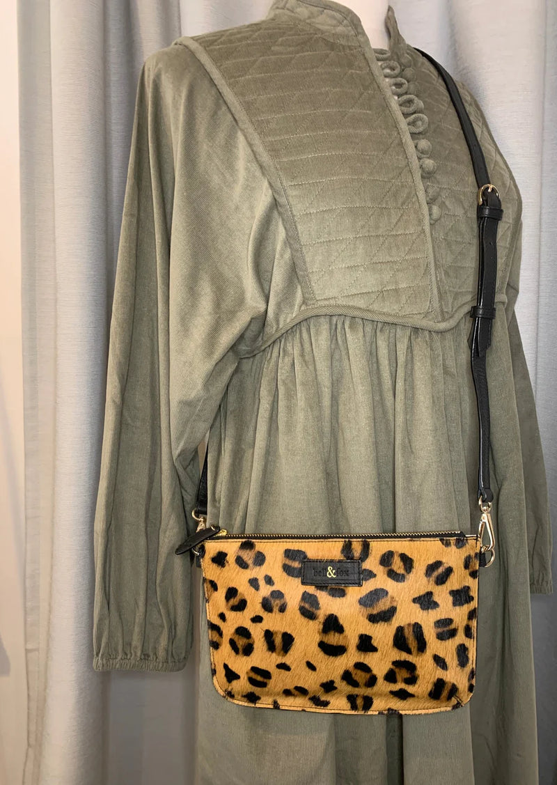 Bell & Fox Izzy Crossbody/Clutch Bag-Dark Leopard Pony Leather