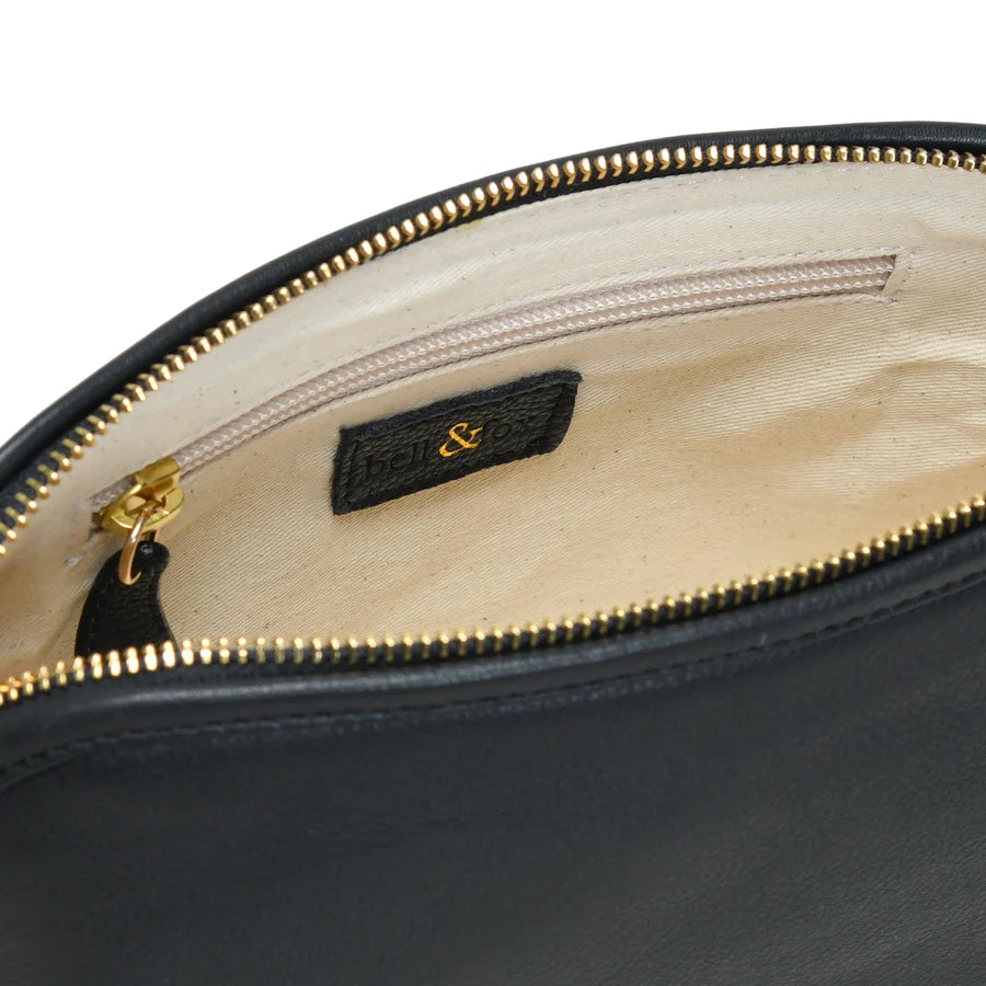 Bell & Fox Layla Crossbody Bag with Handwoven strap in black leather