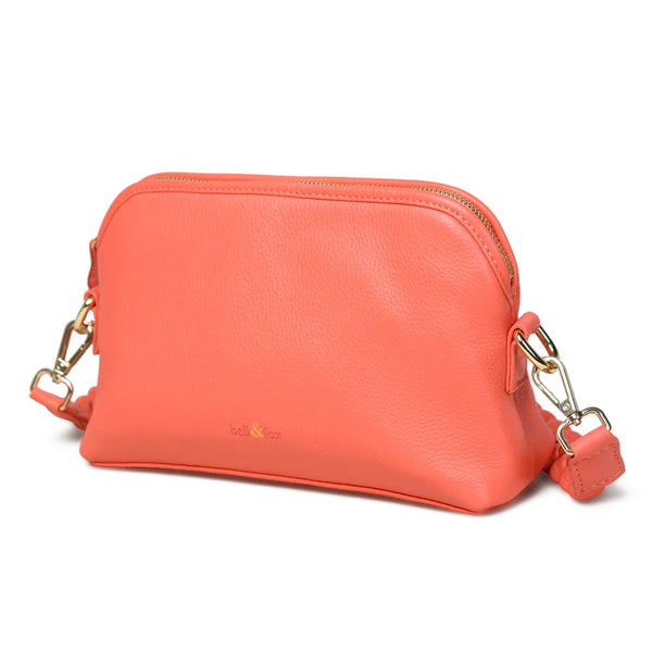 Bell & Fox Layla Crossbody Bag with Hand Woven strap in Coral Leather