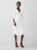 french connection broderie dress linen white evalucia boutique perth scotland