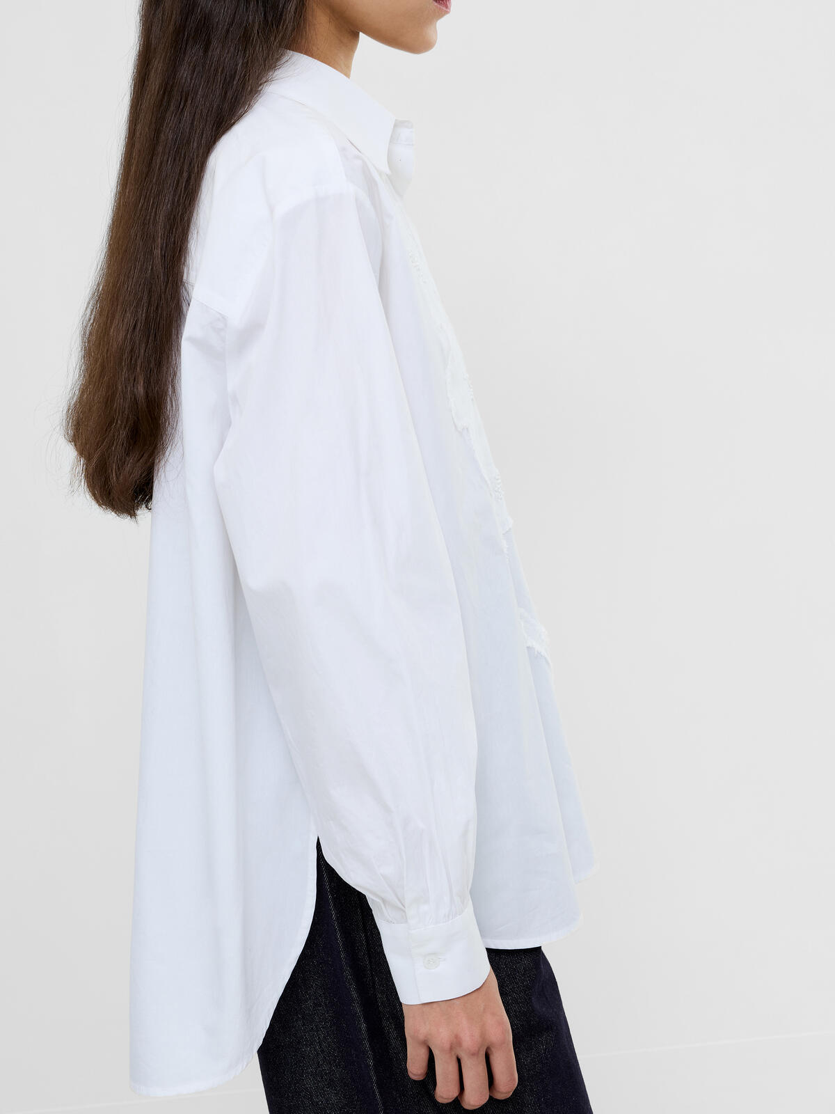 French Connection Cambria Cotton Embellished Shirt in Linen White - 72ZBK