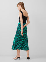 French Connection Dani Check Delphine Skirt-Jelly Bean Forest-73WAG