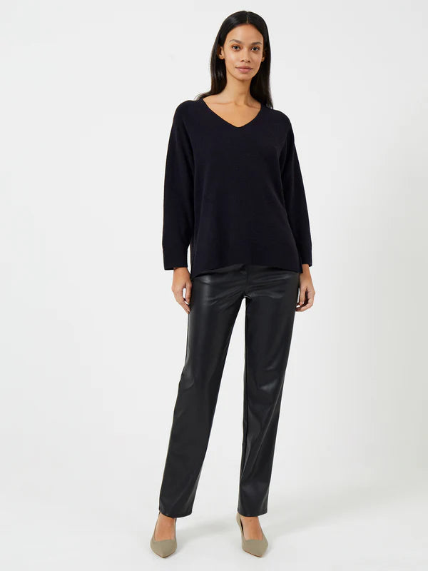 French Connection Ebba Vhari V Neck Jumper Utility Blue Eva Lucia