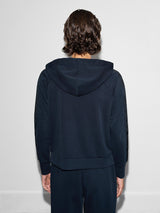 French Connection Wren Sleeve Trim Detail Hoodie in Navy Black - 77DZ7