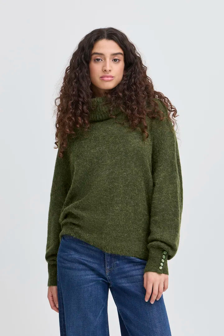 ICHI Kamara Pullover Jumper in Rifle Green - 20121996