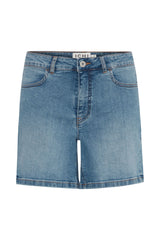Ichi Twiggy Denim Shorts-Light Blue Washed-20120673