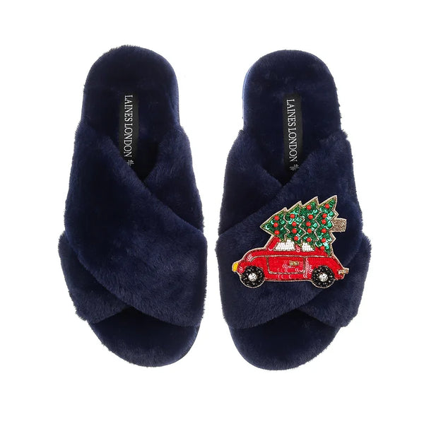 laines london black slippers with christmas car and tree evalucia boutique perth scotland