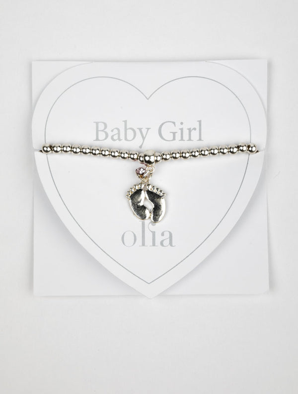 Olia Baby Girl Bracelet- silver/pink