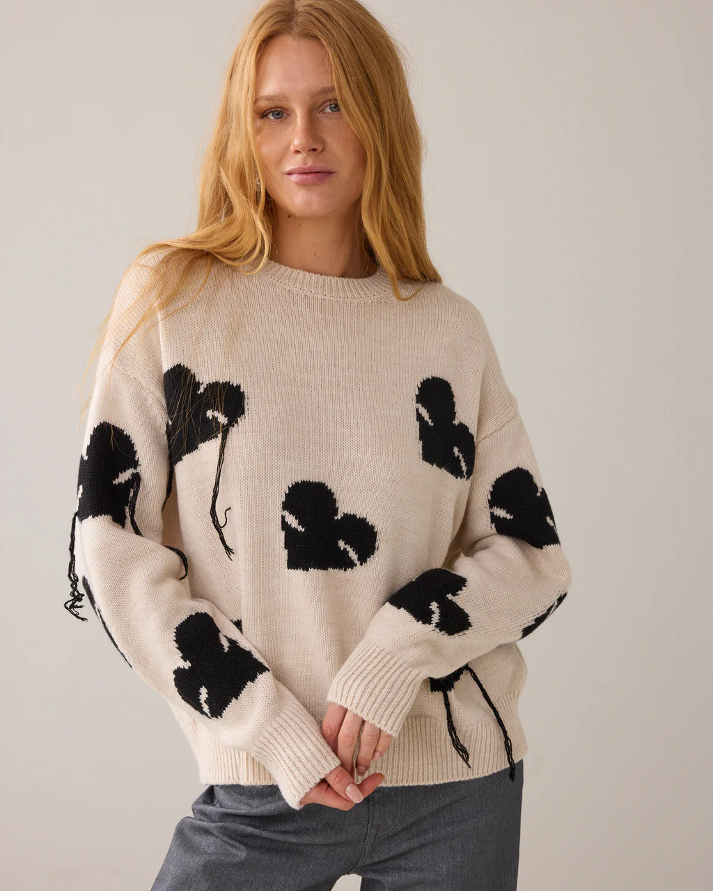 Summum Woman Sweater Instarsia Knit in Ivory - 7s7960-70052