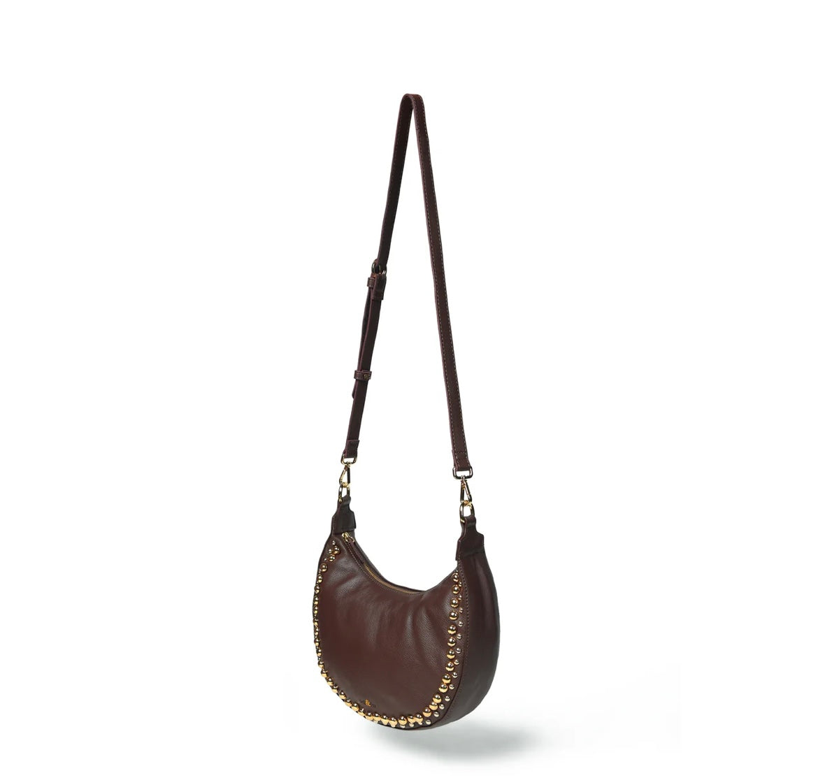 Bell & Fox- Robyn studded crossbody- Chocolate Brown Leather
