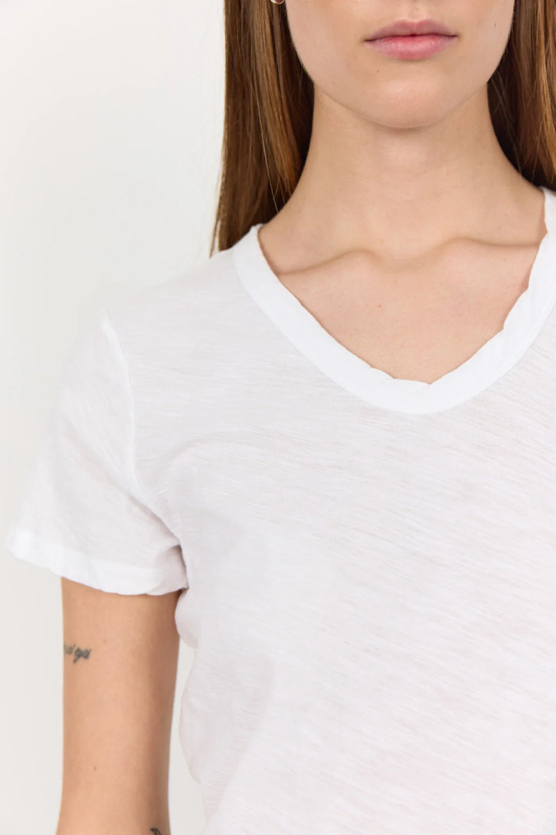 Levete Room Any Classic V Neck Top in White  - 900008