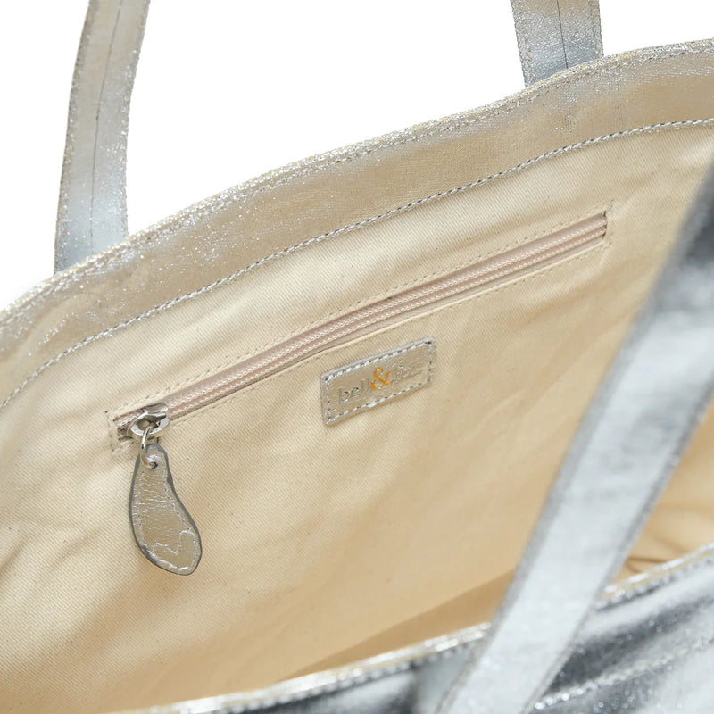 LEX Tote in Silver Foil Canvas