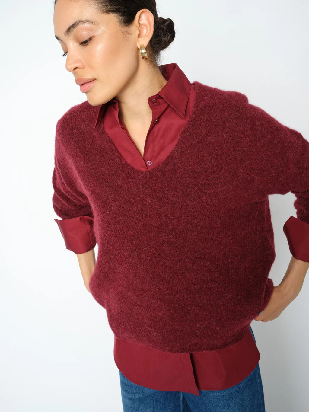 Mos Mosh - Thora Lizet Knit Cardigan in Cabernet