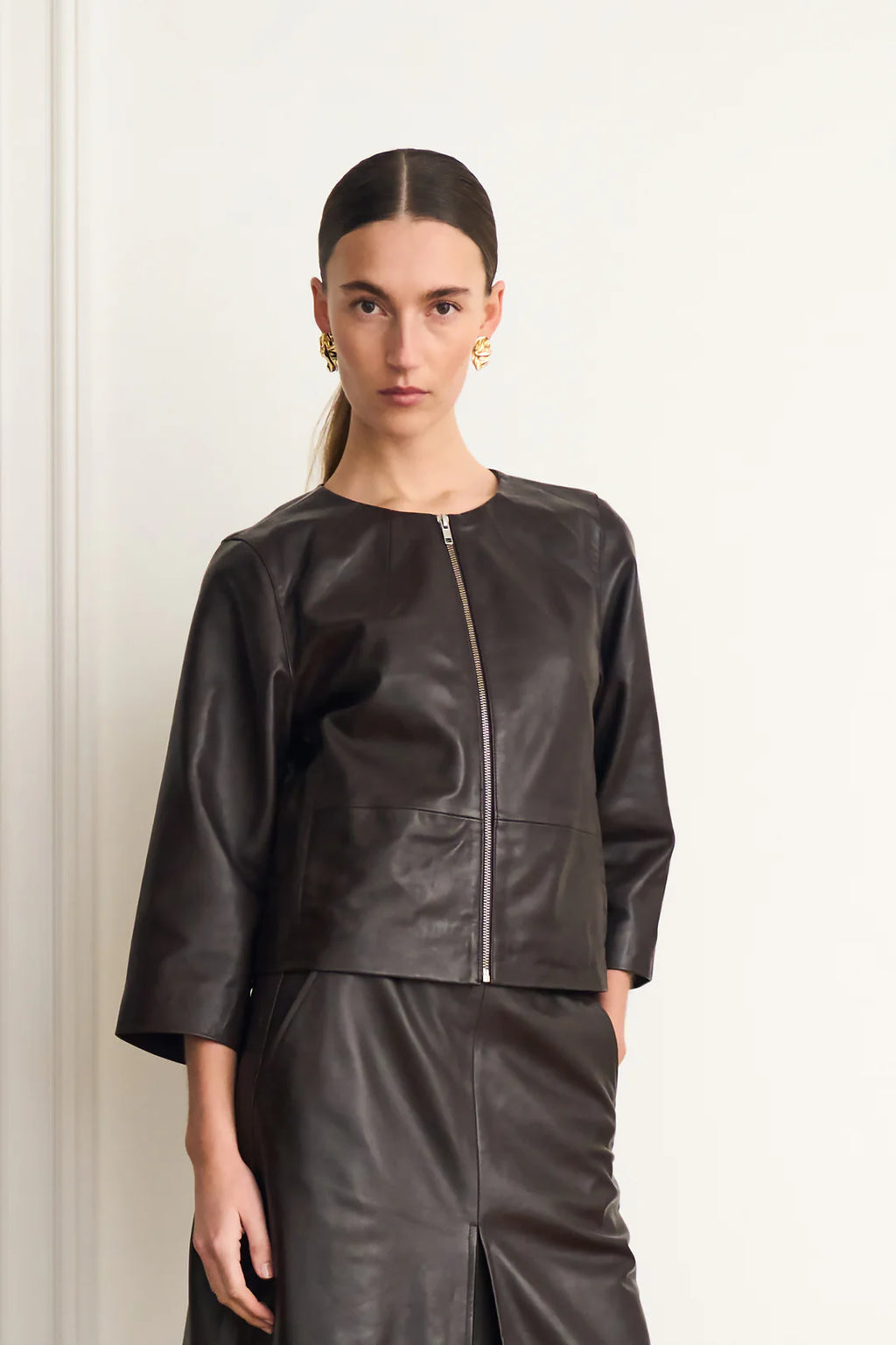 Pieszak Lanni Leather Jacket in Black Coffee - J235066