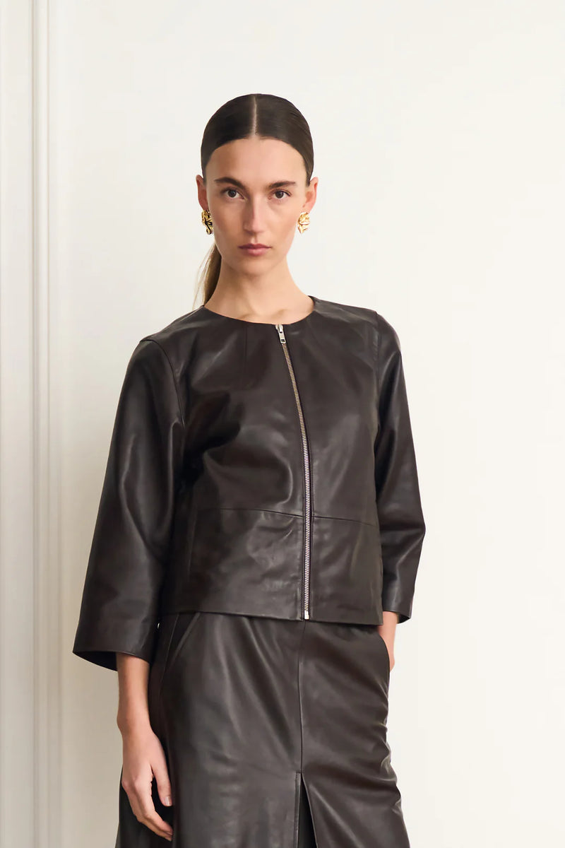 Pieszak Lanni Leather Jacket in Black Coffee - J235066