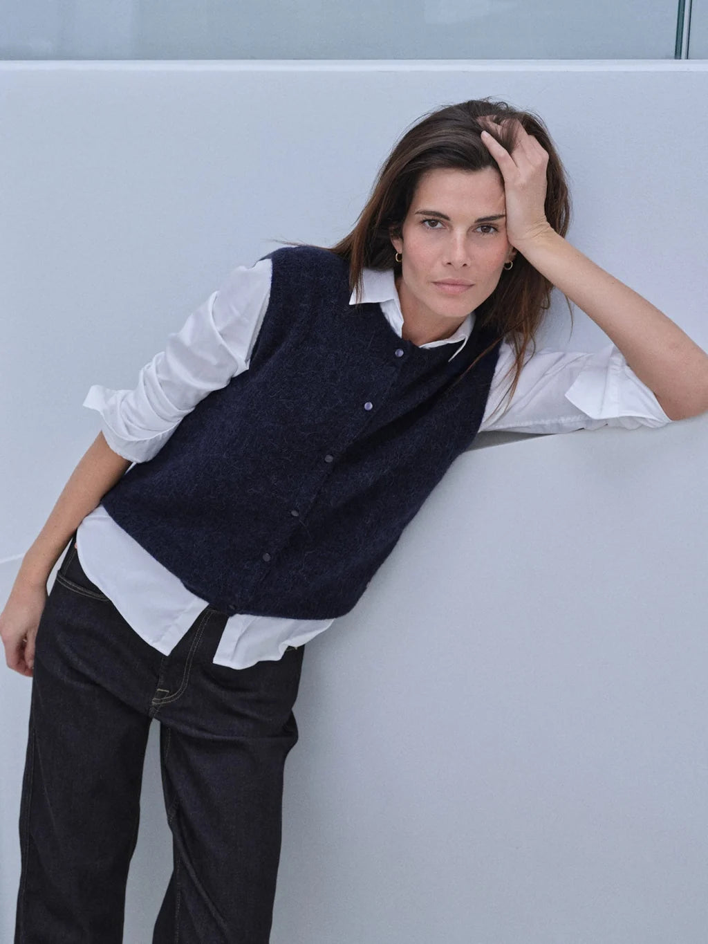 Mos Mosh Almine Thora Knit Vest in Navy
