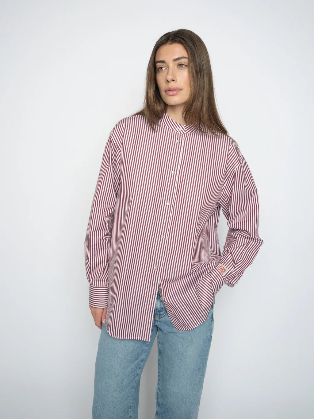 Mos Mosh - Karis Slim Stripe Shirt in Cabernet