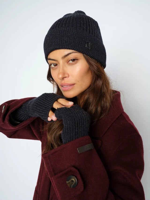 Mos Mosh Tova Wool Rib Hat in Dark Navy