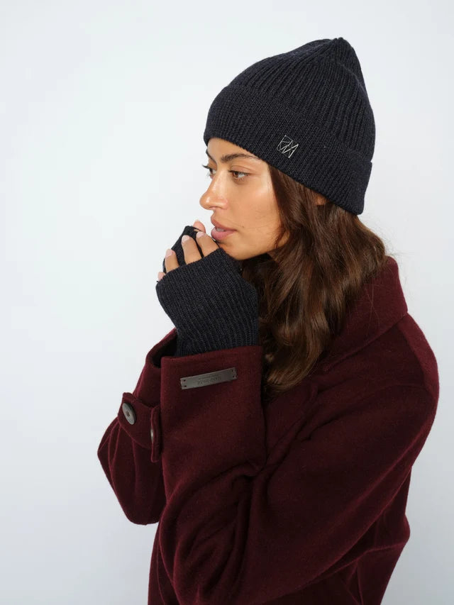 Mos Mosh Tova Wool Rib Mittens in Dark Navy