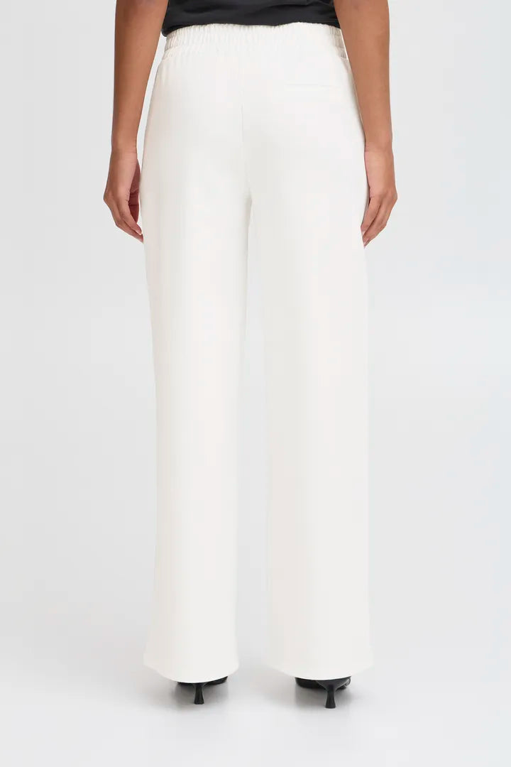 Ichi Kate Sus Long Wide Trouser in Cloud Dancer - 20118337