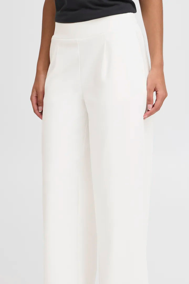 Ichi Kate Sus Long Wide Trouser in Cloud Dancer - 20118337