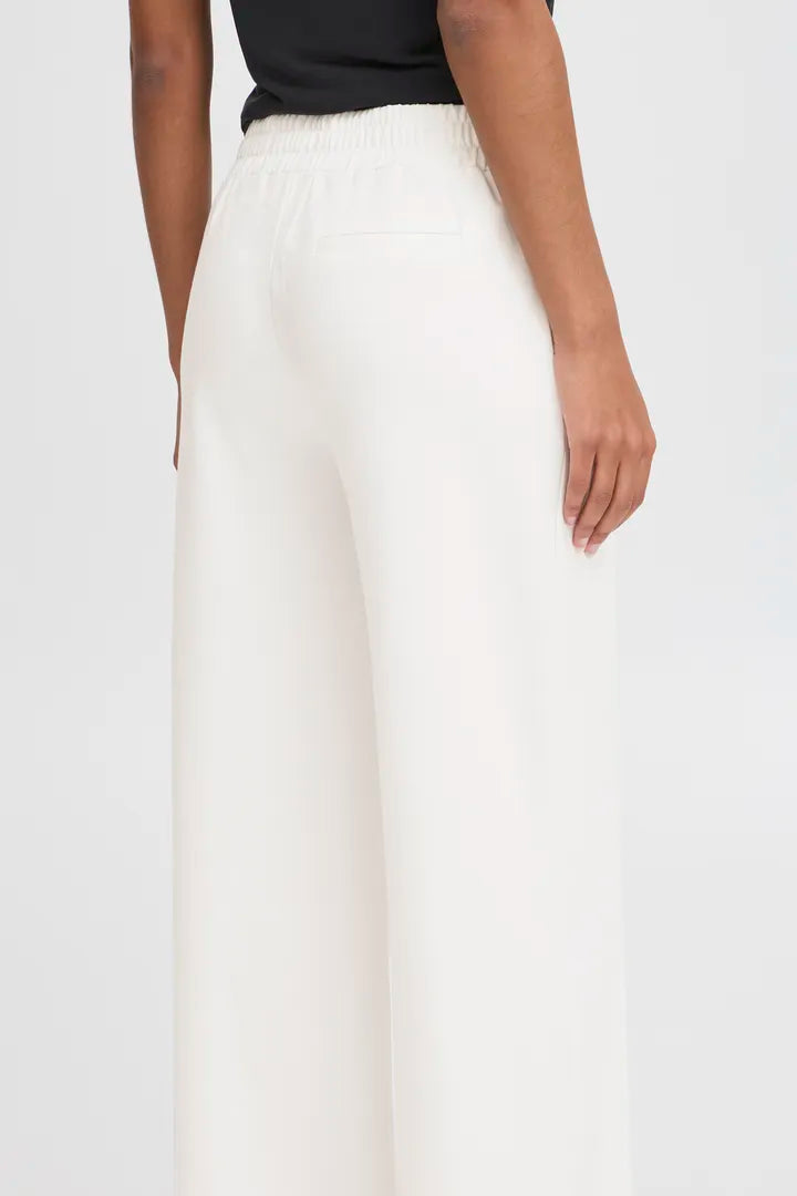 Ichi Kate Sus Long Wide Trouser in Cloud Dancer - 20118337