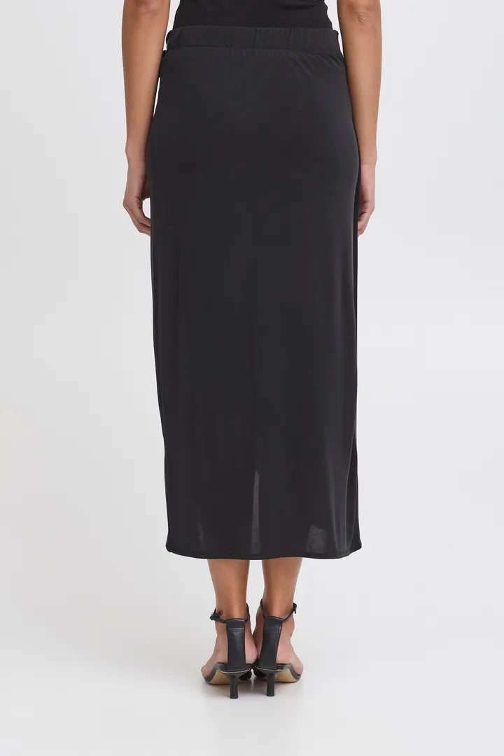 Ichi Panny Long Wrap Skirt in Black - 20123034
