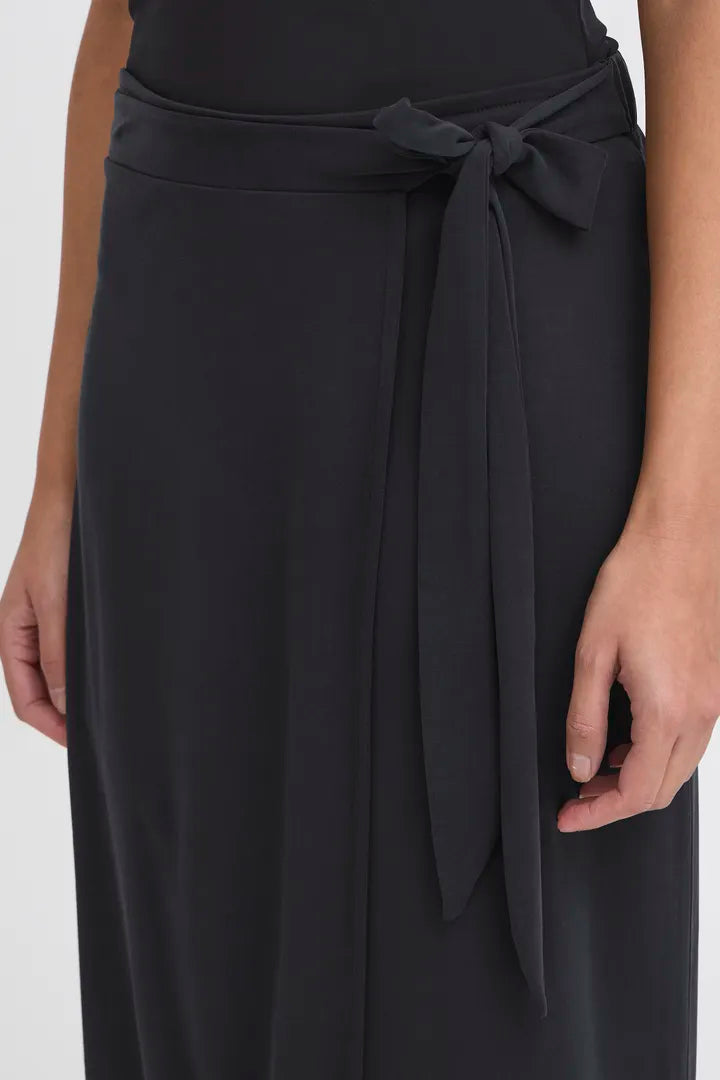 Ichi Panny Long Wrap Skirt in Black - 20123034