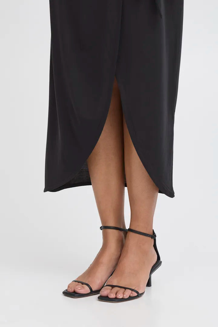 Ichi Panny Long Wrap Skirt in Black - 20123034
