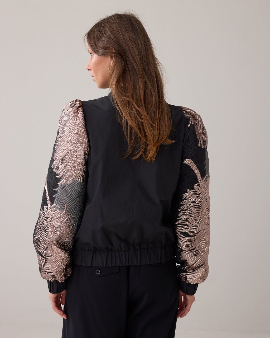 Summum Woman Bomber Jacket Leaves Jacquard in Multicolour - 1s1275-12336