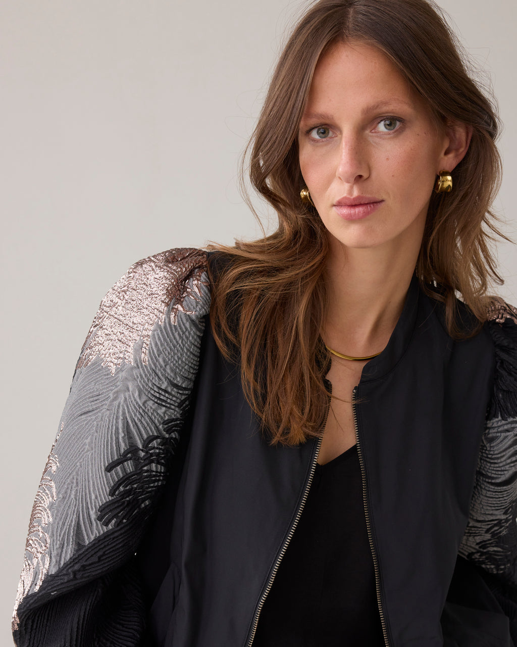 Summum Woman Bomber Jacket Leaves Jacquard in Multicolour - 1s1275-12336