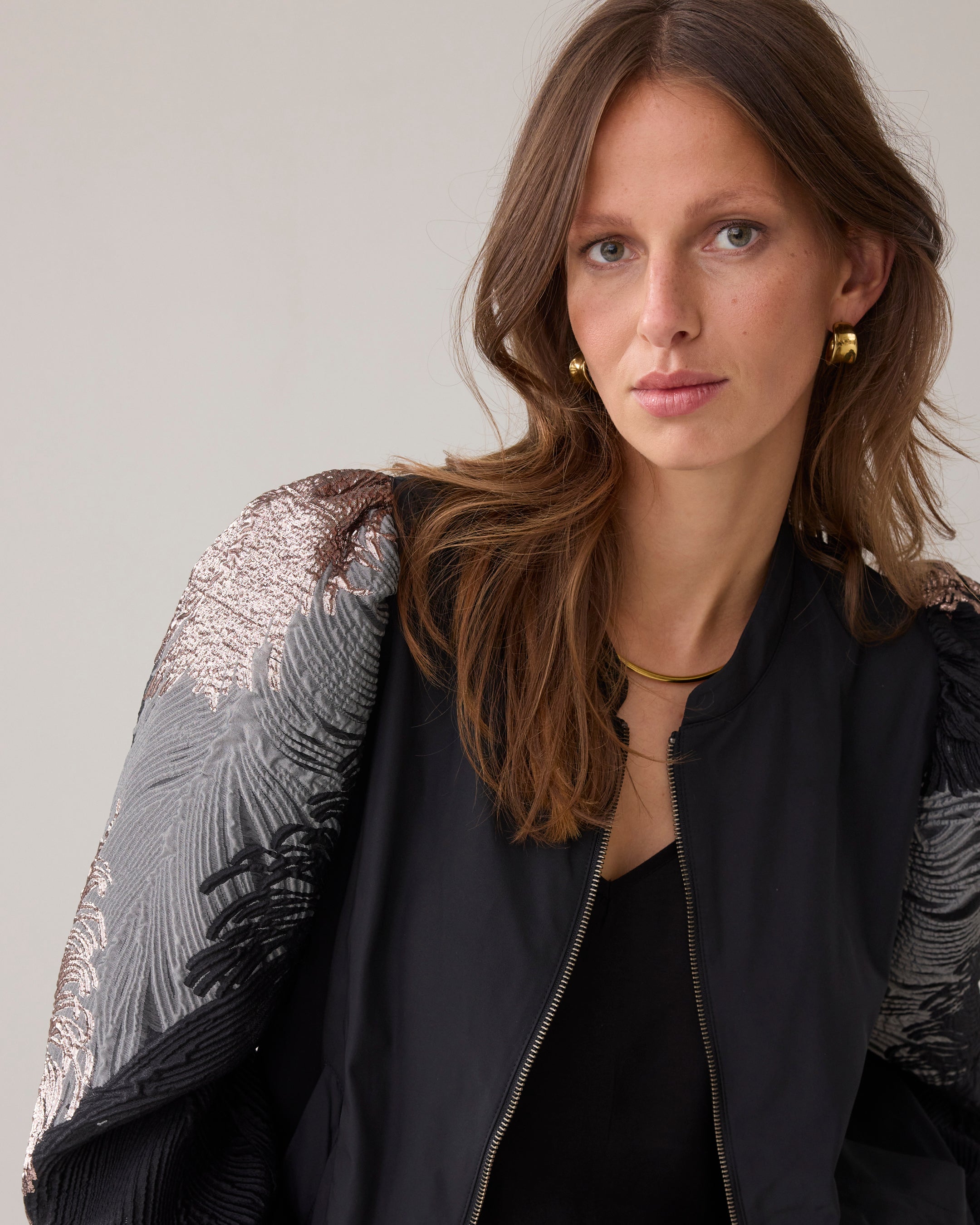 Summum Woman Bomber Jacket Leaves Jacquard in Multicolour - 1s1275-12336