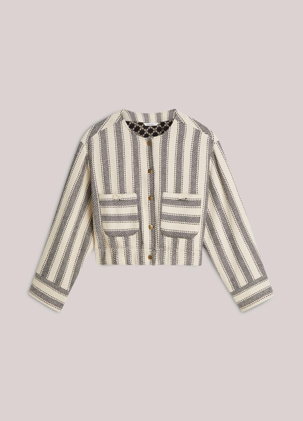 Summum Woman Jacket Stripe in Black Ivory - 1s1277-12329