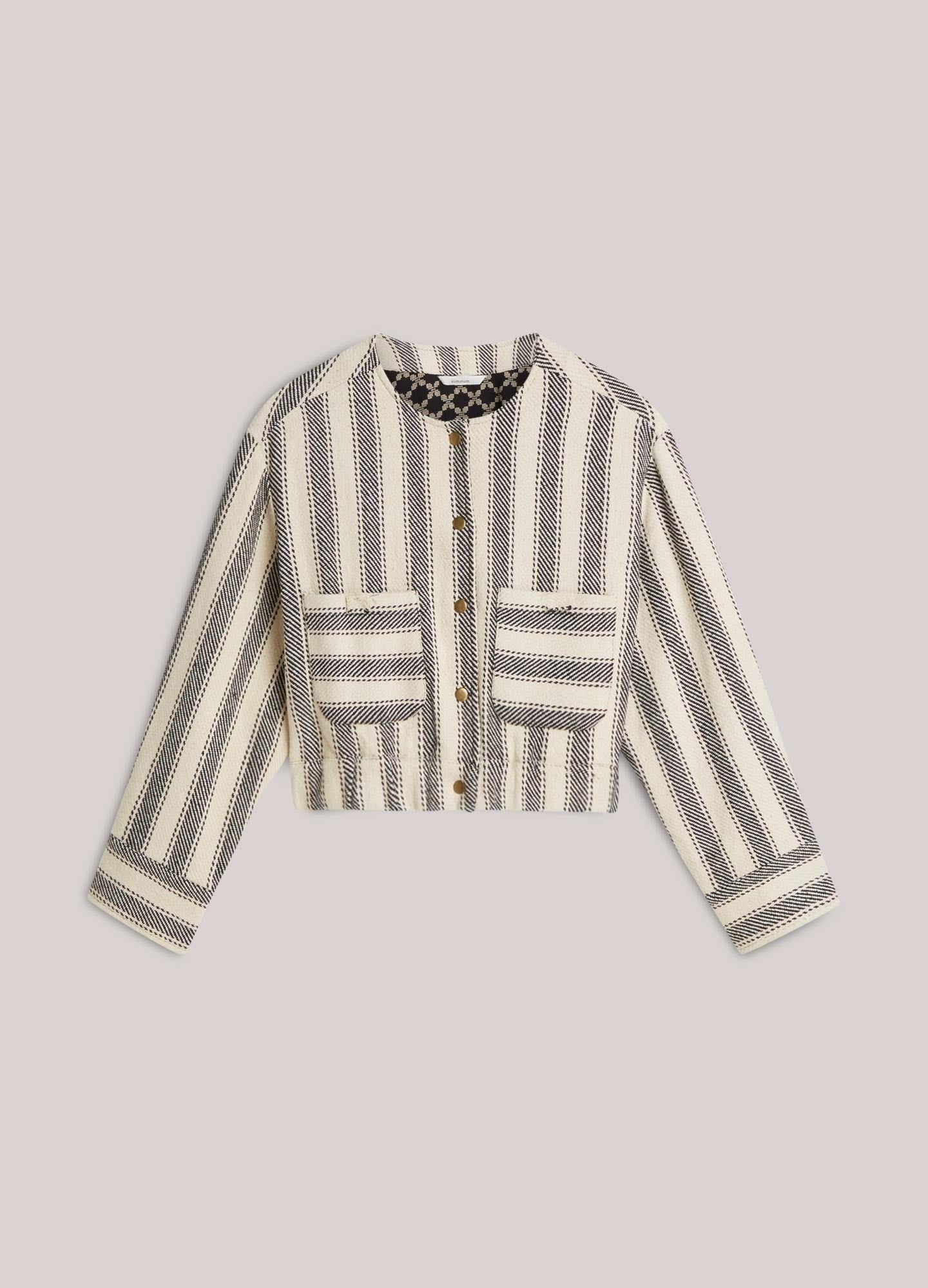 Summum Woman Jacket Stripe in Black Ivory - 1s1277-12329