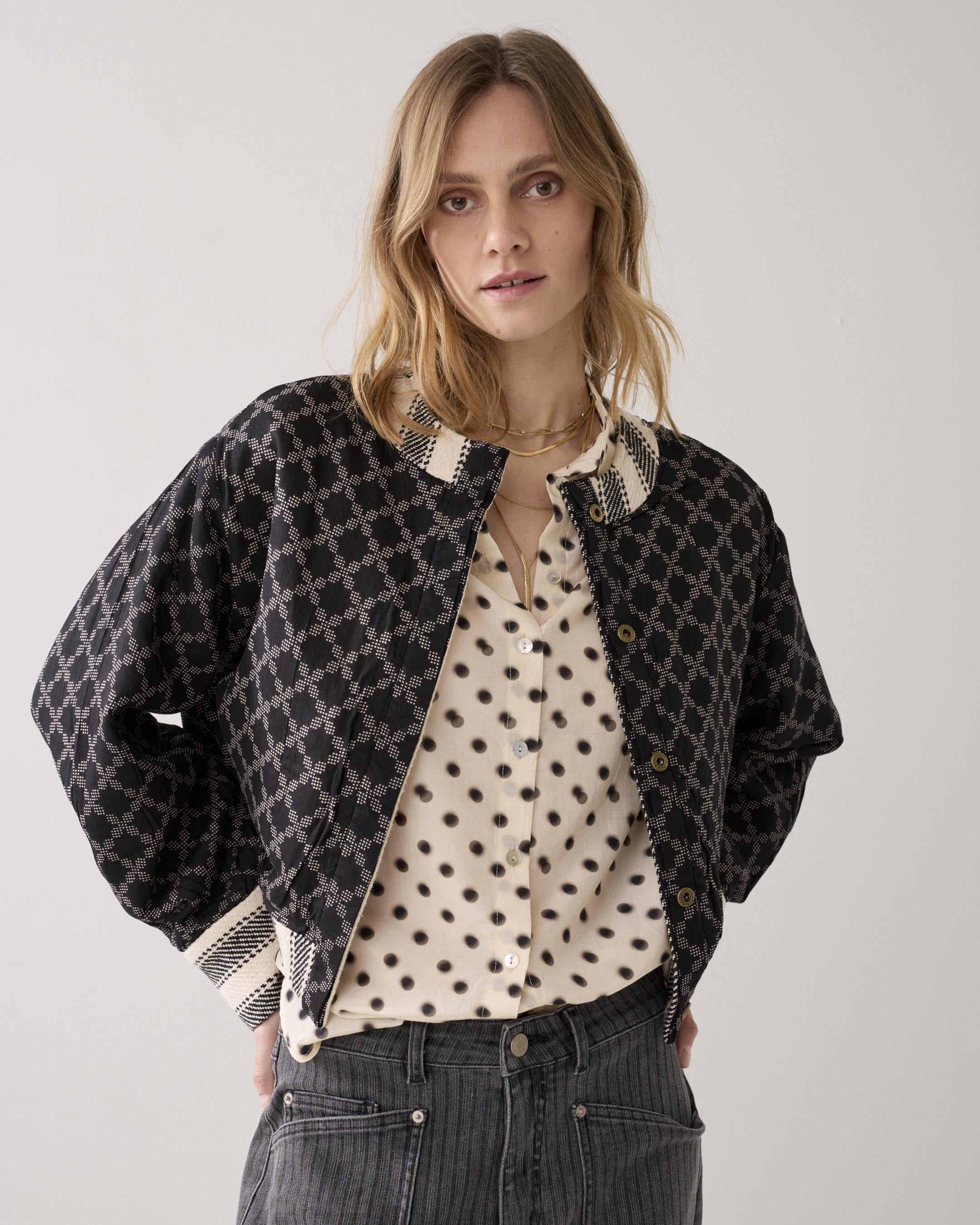 Summum Woman Jacket Stripe in Black Ivory - 1s1277-12329