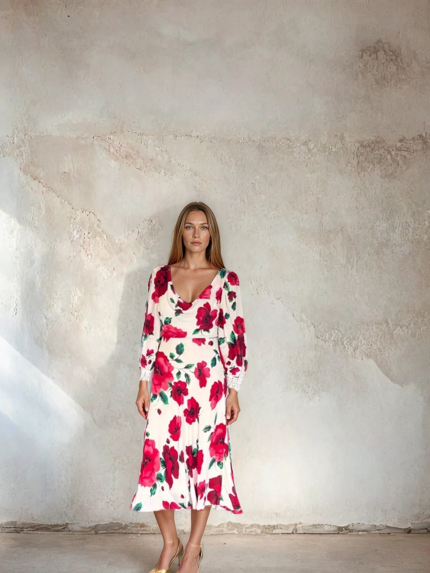Sirens - Violet Dress in Cream Poppy