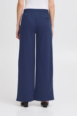 Ichi Kate Sus Long Wide Leg Trousers-Medieval Blue-20118337