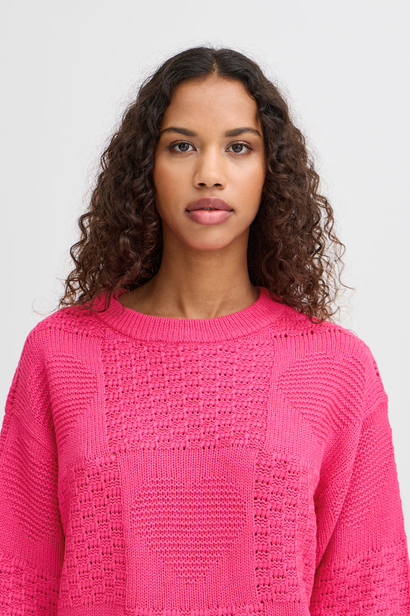 Ichi Agnete Jumper in Pink Yarrow - 20122605