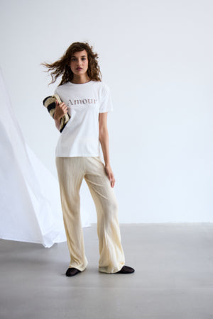 ICHI Pendo Short Sleeve T-shirt with Amour slogan - 20122771