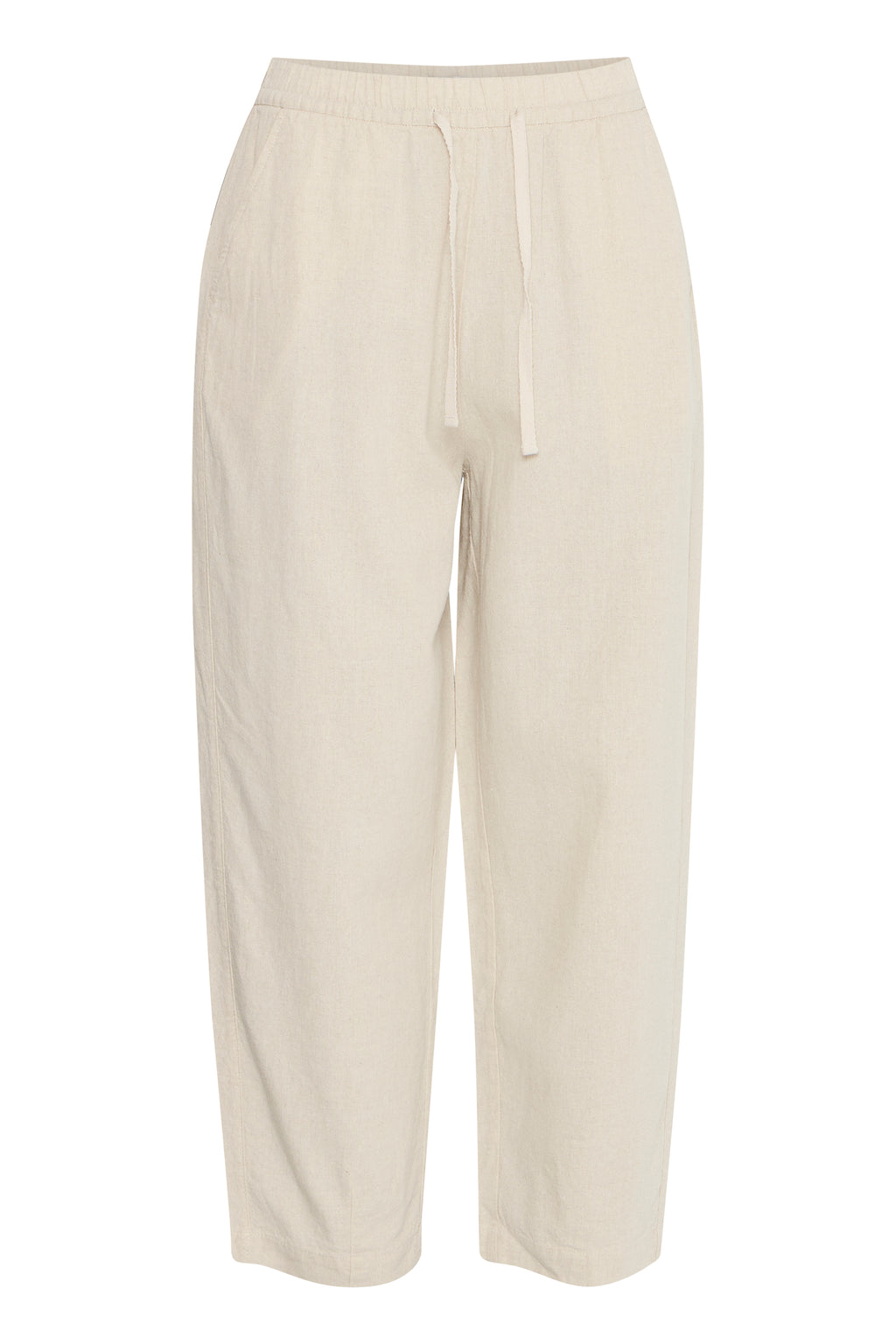 Ichi Linno Barrel Pants in Natural Ecru - 20122912
