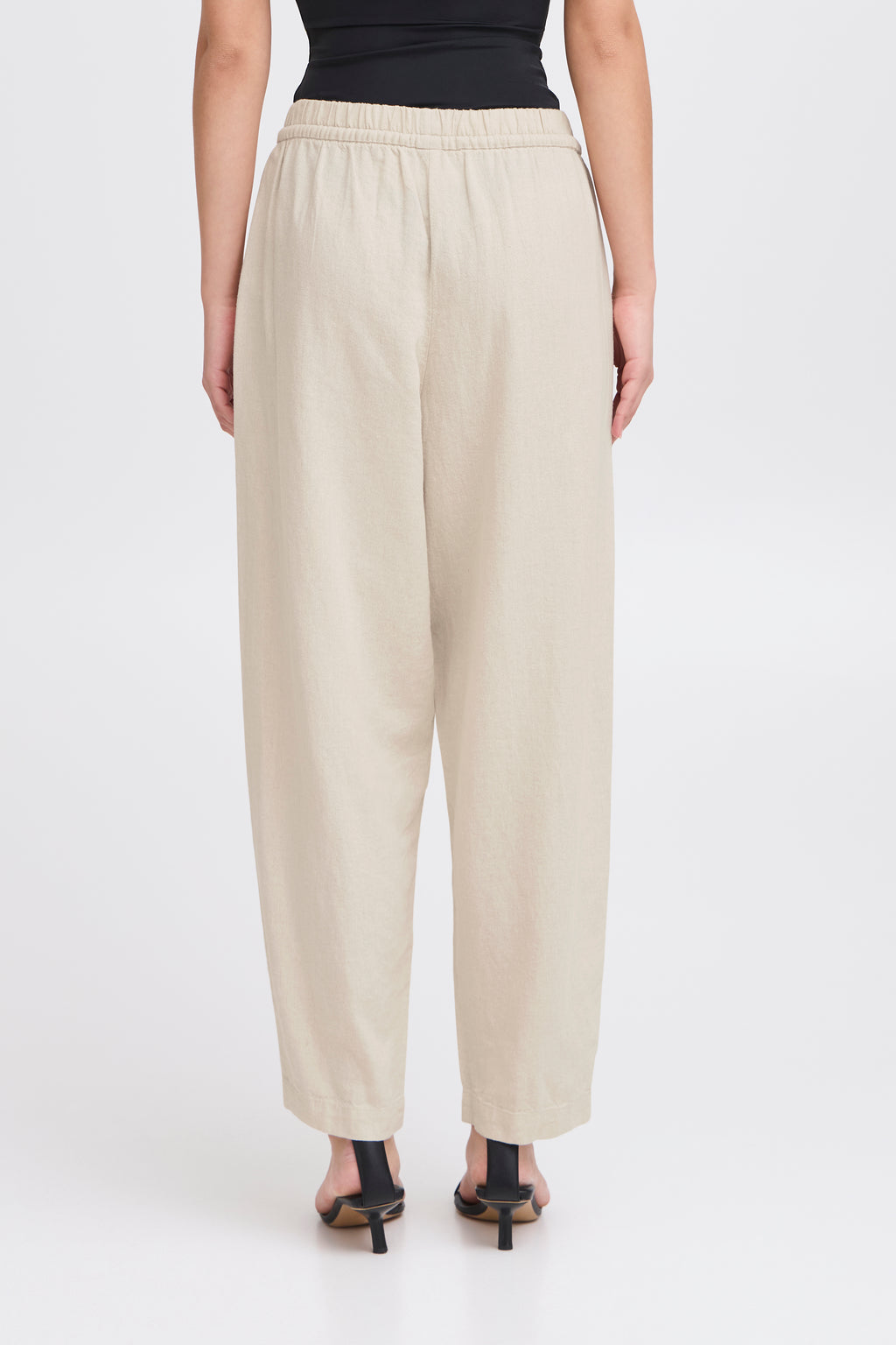 Ichi Linno Barrel Pants in Natural Ecru - 20122912