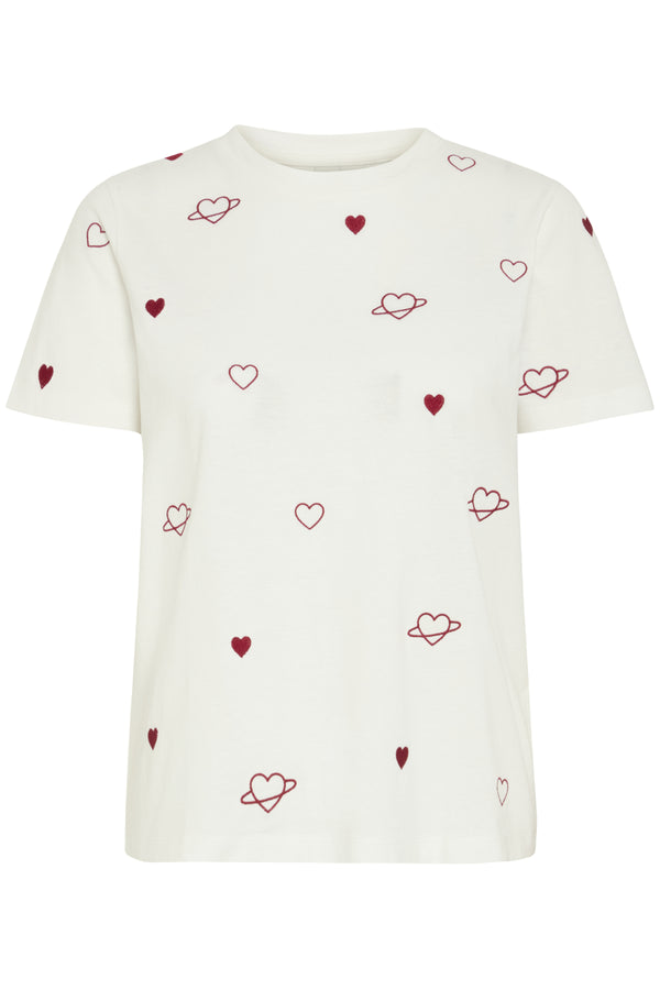 Ichi Camino T Shirt-Cloud Dancer/red daliah - 20124539