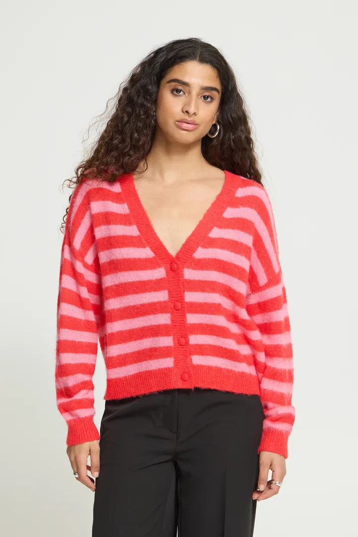 Ichi Blush Cardigan in Poinsettia