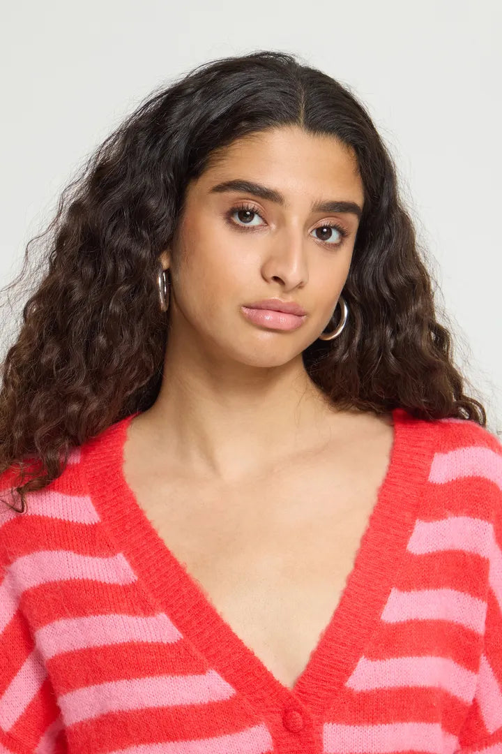 Ichi Blush Cardigan in Poinsettia