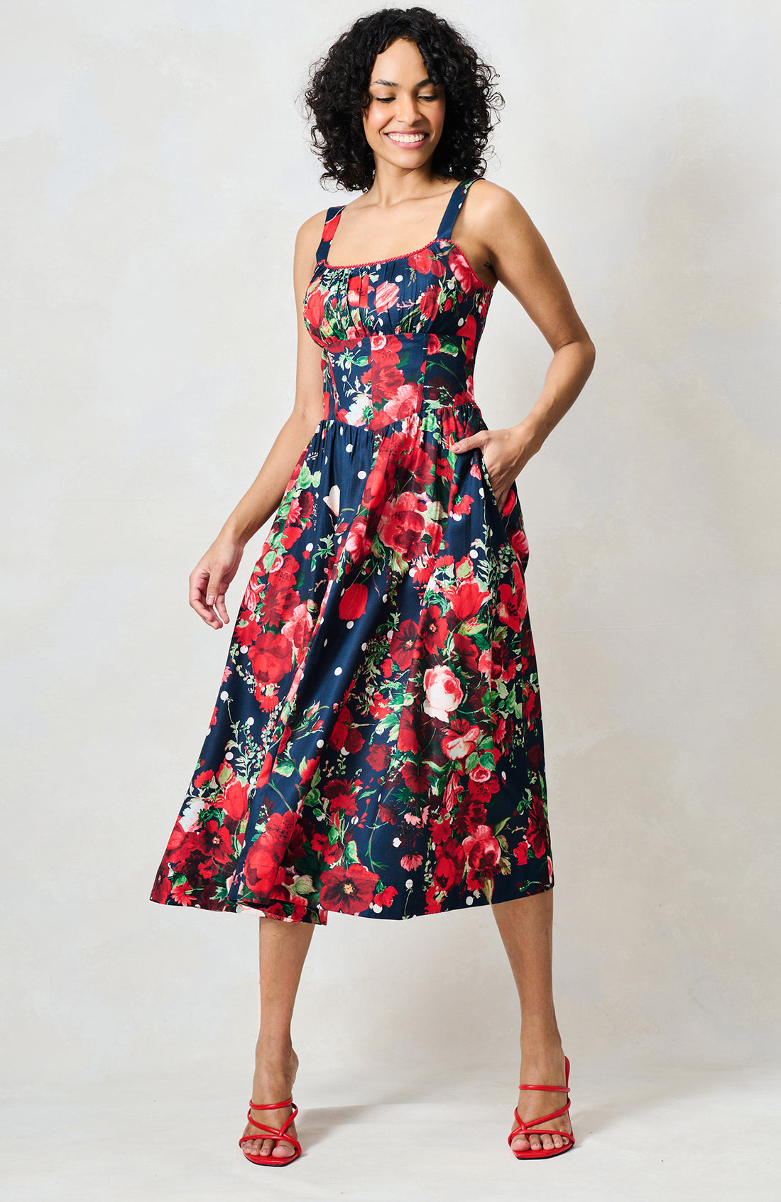 Hope & Ivy- The Leona Strappy Polkadot Dress