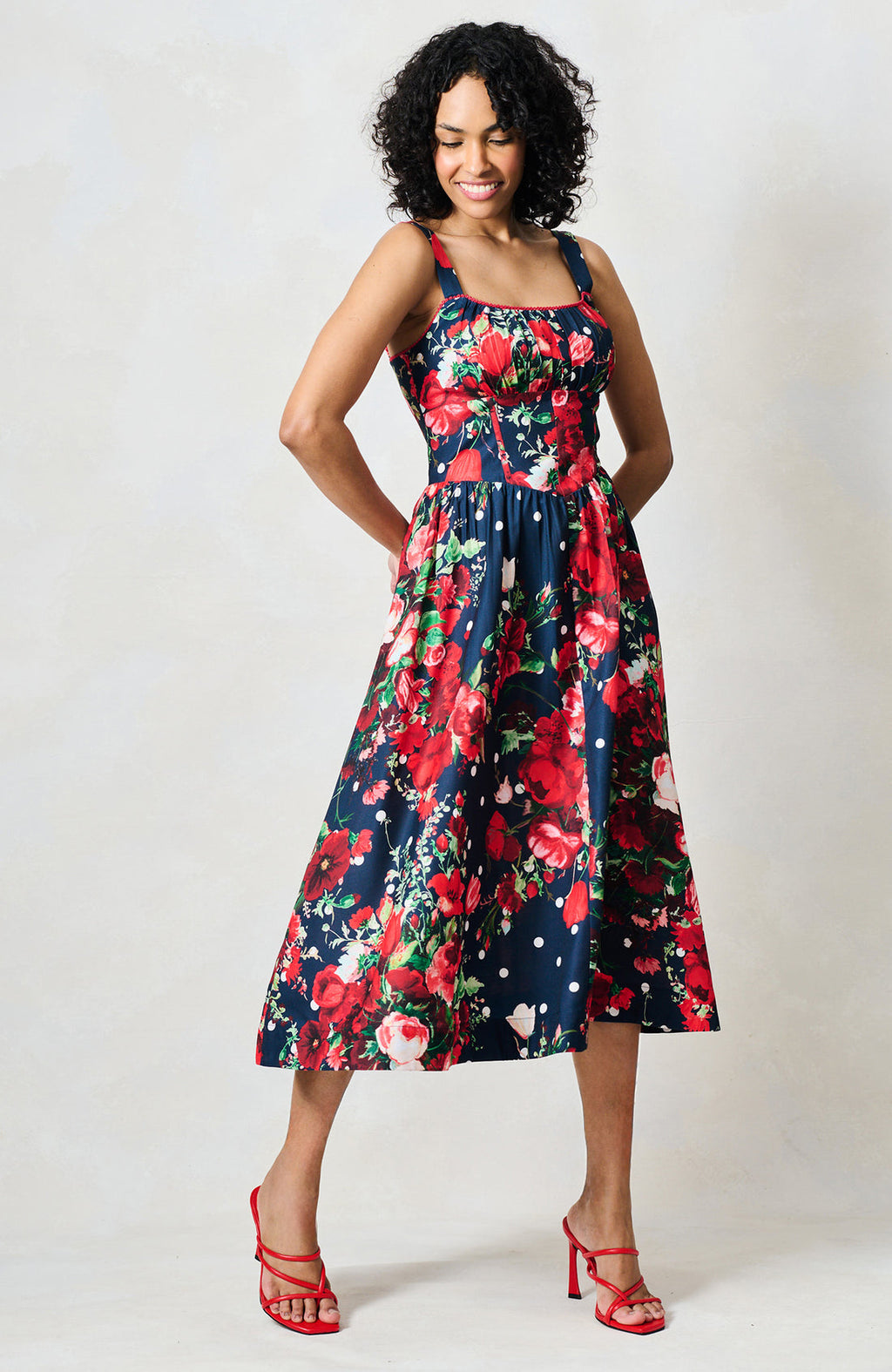 Hope & Ivy- The Leona Strappy Polkadot Dress