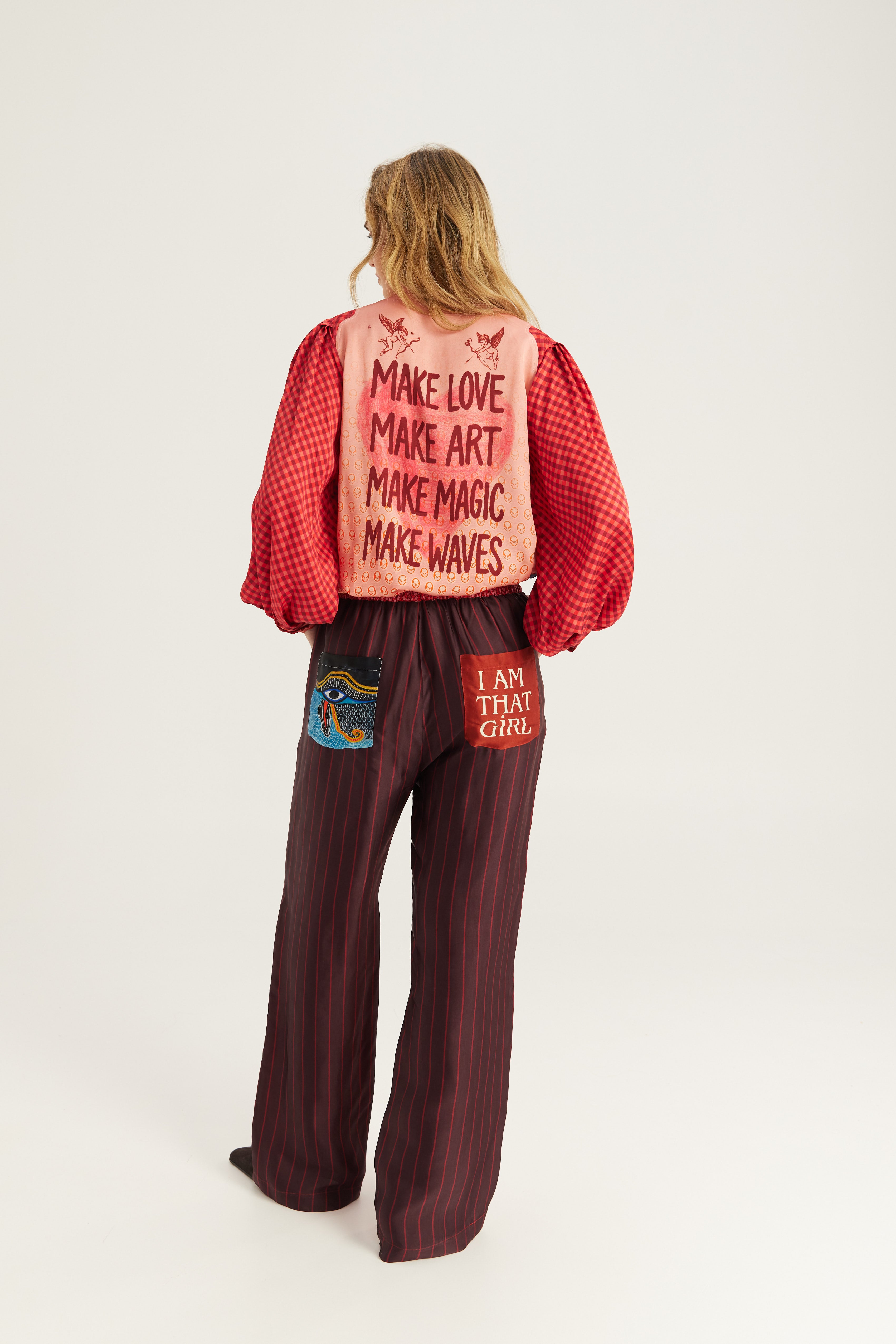 Me369 Bailey Straight Leg Track Pants in Red Aura