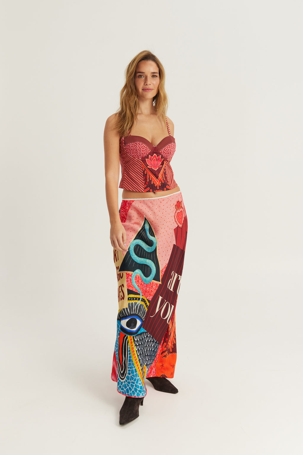 Me369 Blakely Slip Skirt in Red Aura