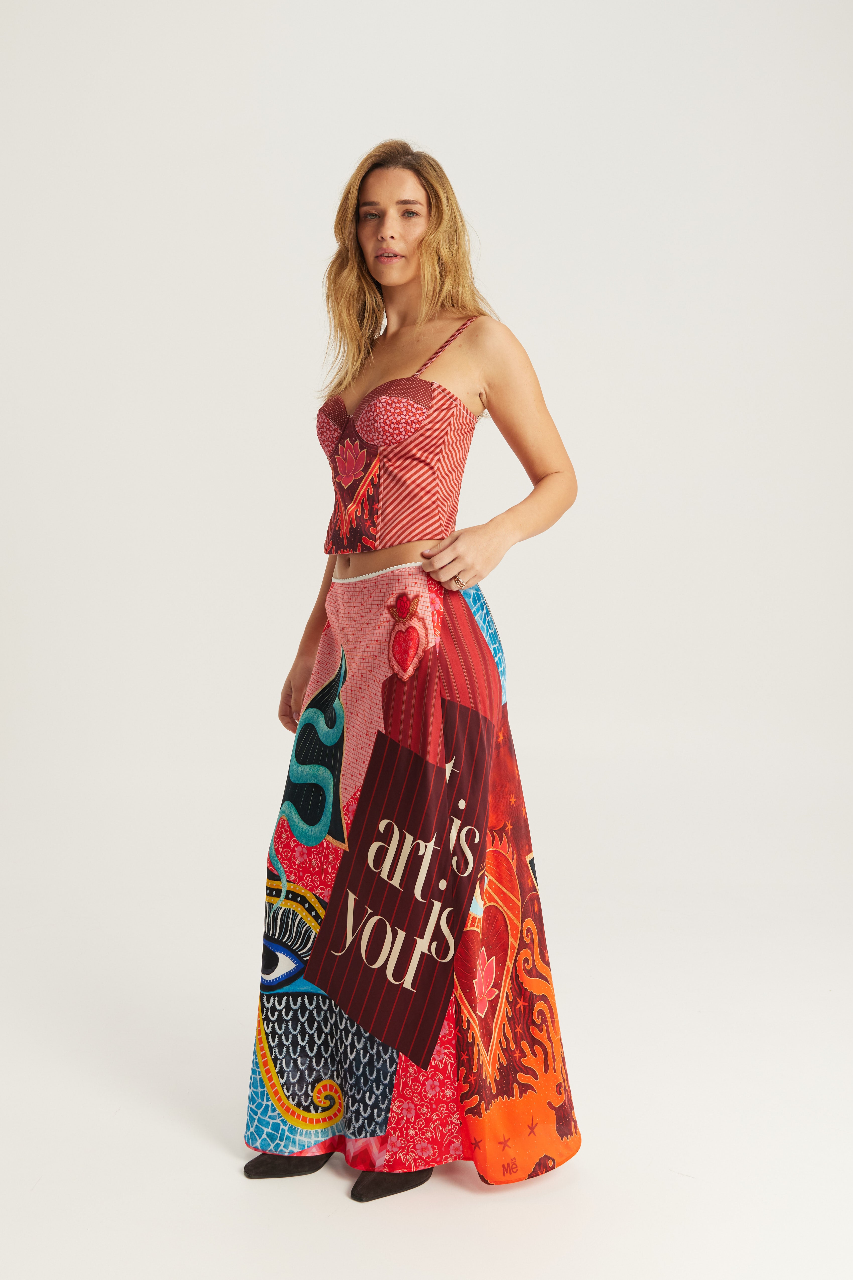 Me369 Blakely Slip Skirt in Red Aura